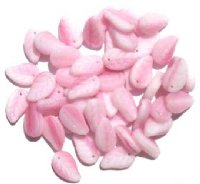 50 14mm Matte Marble Pink & White Leaf Beads